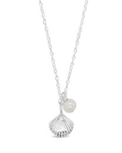 Siren Shell & Freshwater Pearl Necklace Sterling Silver