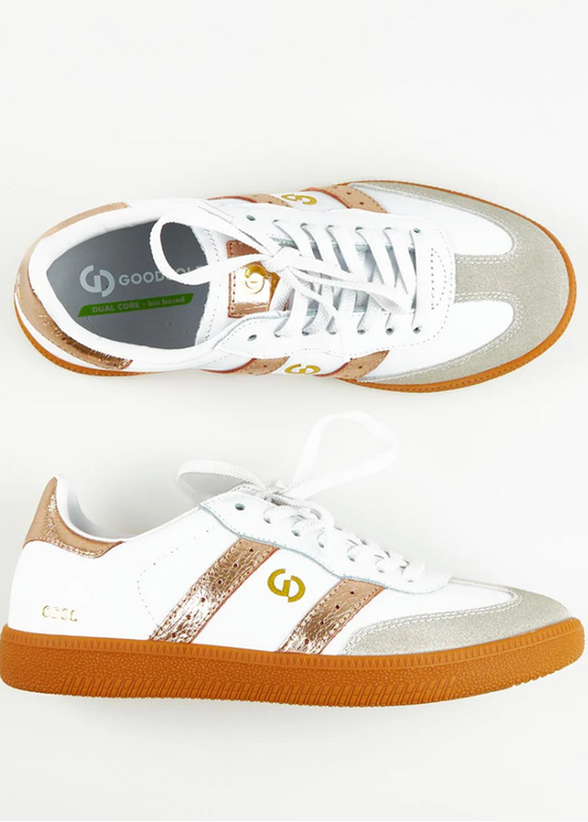 GOODSOLE 2001 Parallel Sneaker White/Rose Gold & Grey Suede