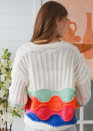 LAST ONE: SIZE M/L! Josie Bright & White Cardigan