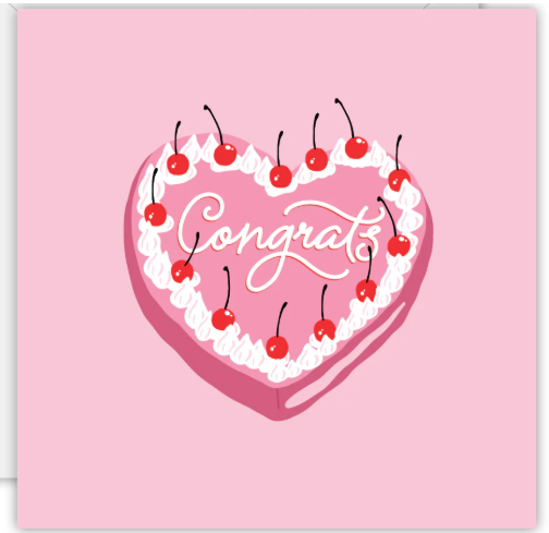 Congrats! Love Heart Cake Greeting Card