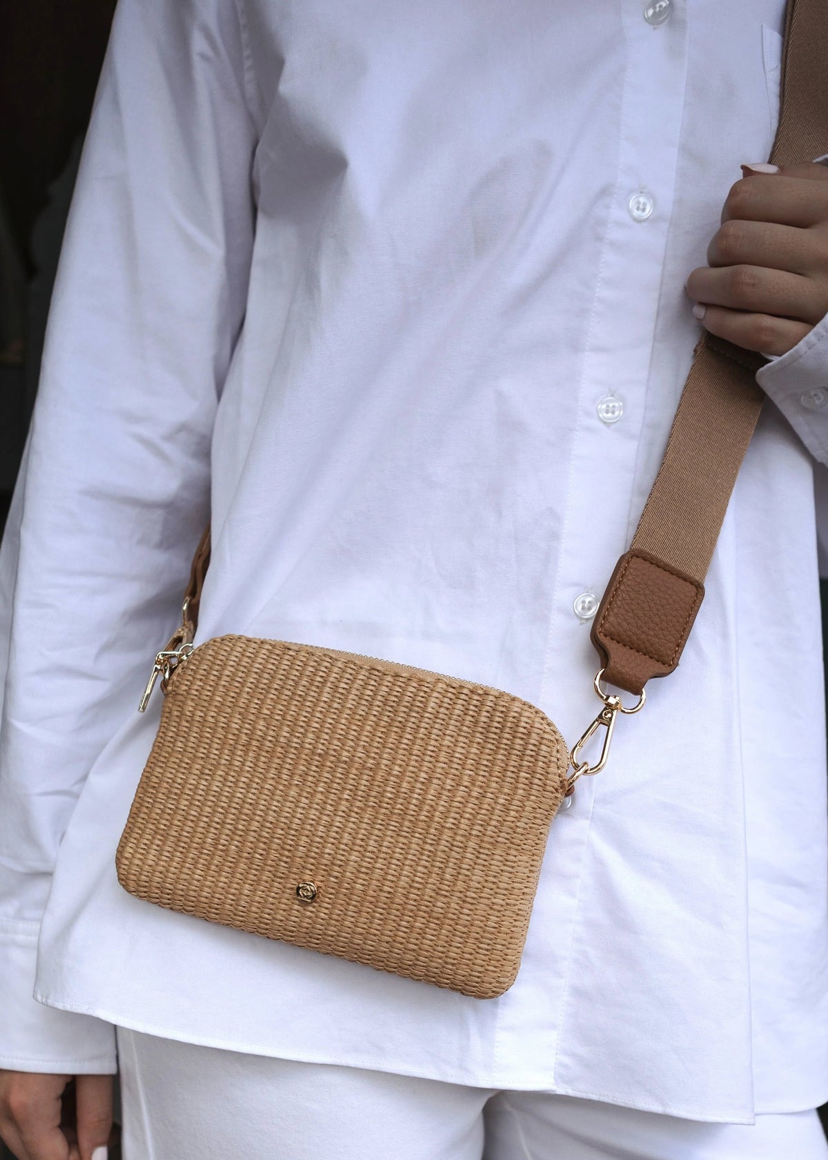 Missy Hugo Palma Crossbody Bag in Tan by Zjoosh
