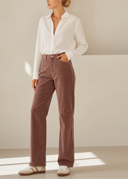 Parco Cord Straight Jeans Brown by SASS