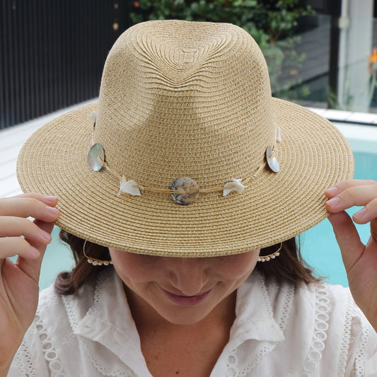 Megan Panama Hat with Shell Detail