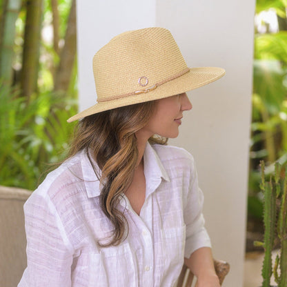 Regina Panama Hat with Gold Buckle