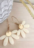 Jumbo Daisy Hoop Earring - Cream and Gold