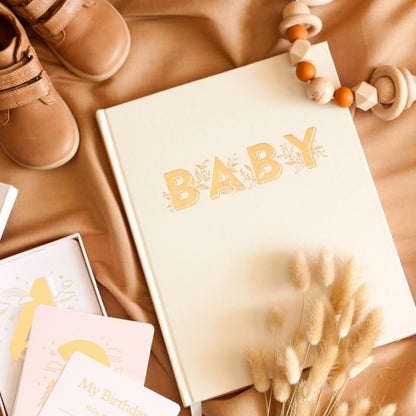 Baby Memories & Milestone Journal in Buttermilk (Boxed)