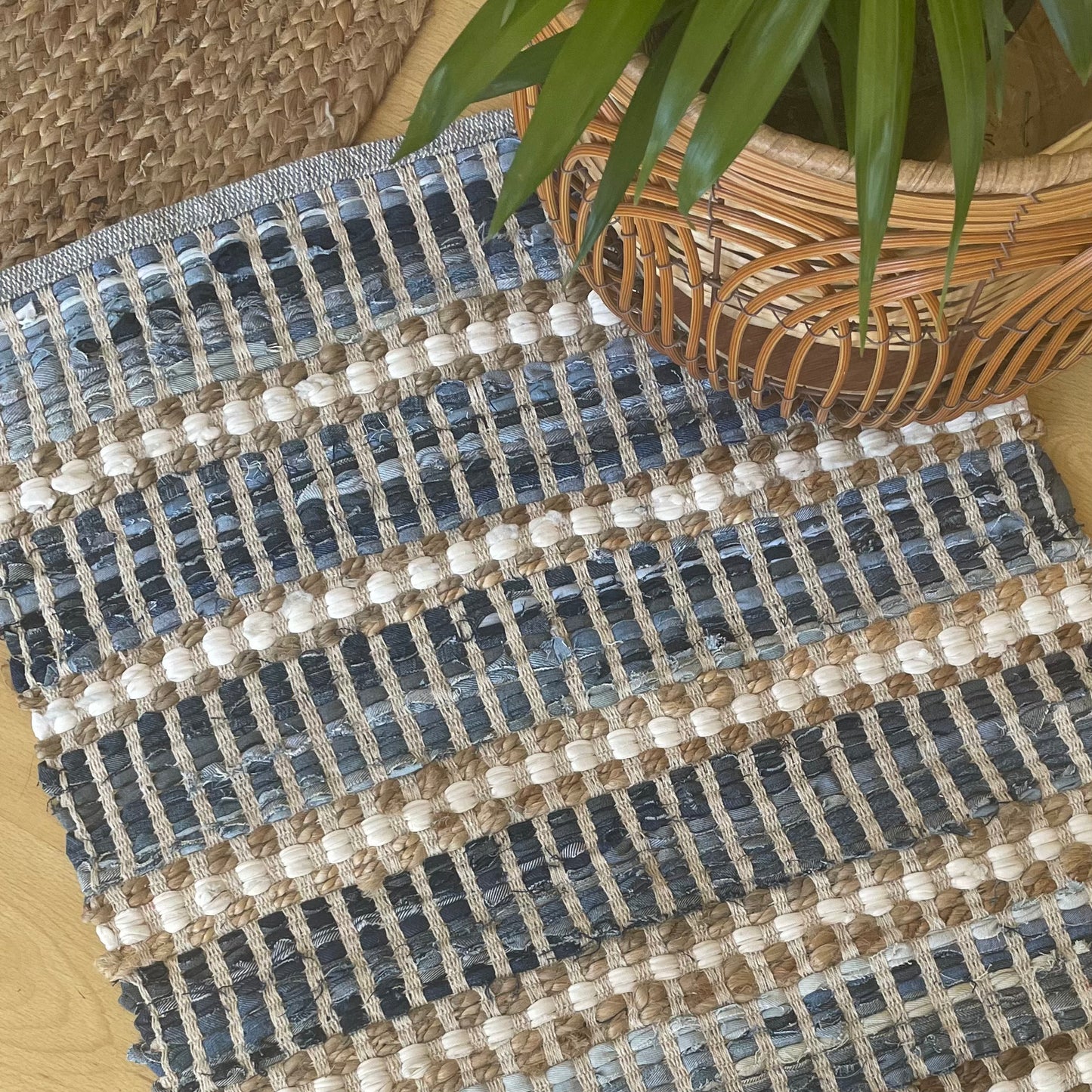 Blue Denim & Jute Rug